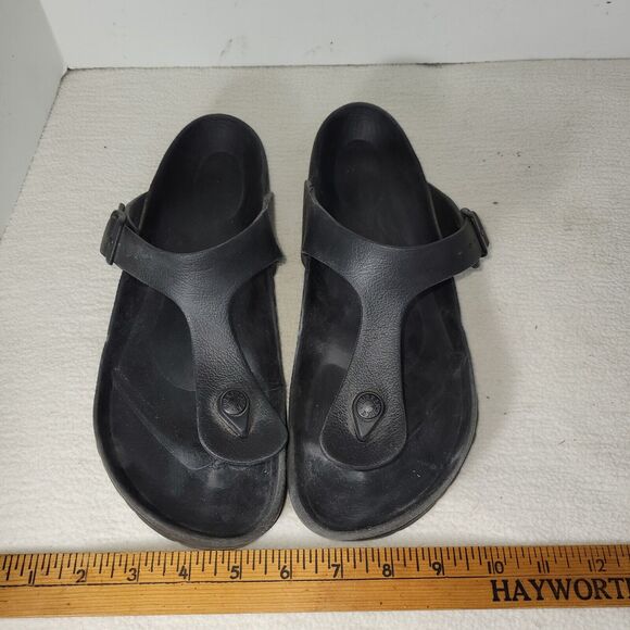 Birkenstock Sandals Sz 10 Womens Black Gizeh EVA L7/M6 Gorpcore Beach Buckle - Picture 12 of 13